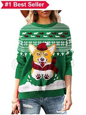 🎄 100% Acrylic Knit Crewneck Long Sleeve Ugly Christmas Sweater Pullover